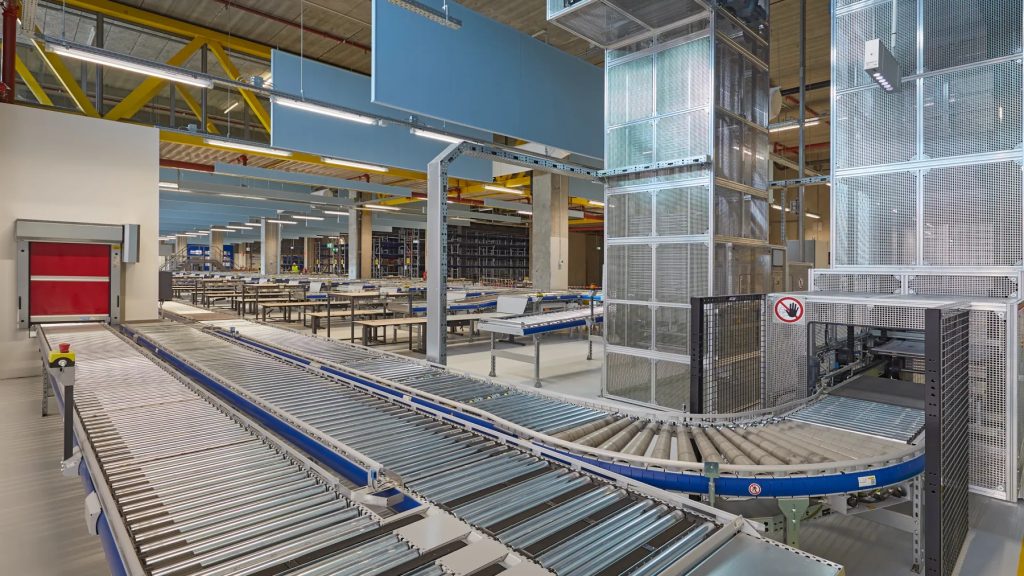 Rollenbanen en logistieke installaties in KLM Hangar 14 op Schiphol